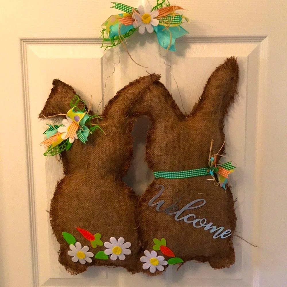 Burlap bunny door hanger